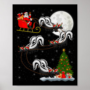 Póster Papá Noel Mapache Trineo Volador Divertido Mágico