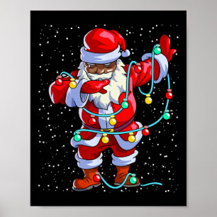 Póster Papá Noel Navidad Negra Afro Americano Africano