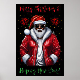 Póster Papá Noel negro, gran energía de nick, travieso, S