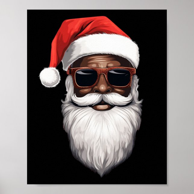 Póster Papá Noel Noel negro Noel Santa Afro Americano (Frente)