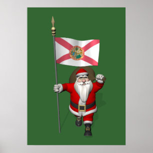 Póster Papá Noel Patriótico visitando Florida