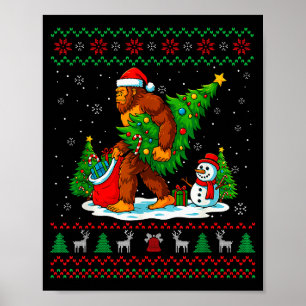 Póster Papá Noel Pie Grande Árbol de Navidad Feo Luz Dive