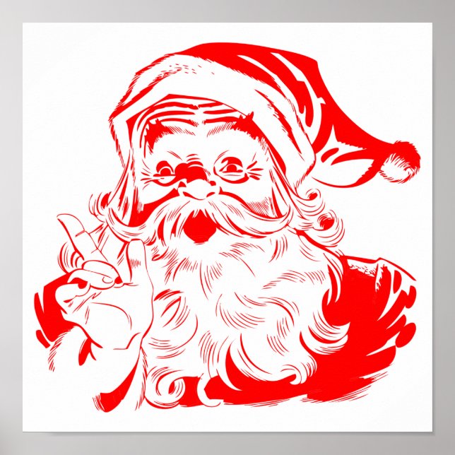 Póster Papá Noel Rojo y Blanco Navidad (Frente)