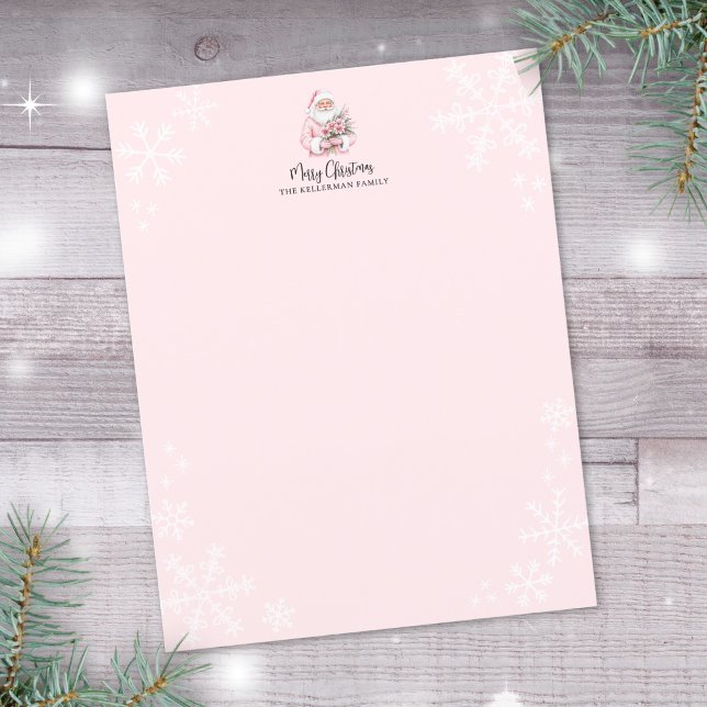Póster Papá Noel Rosa Feliz Navidad (Pink Santa Merry Christmas Poster)