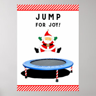 Póster Papá Noel saltando en trampolín