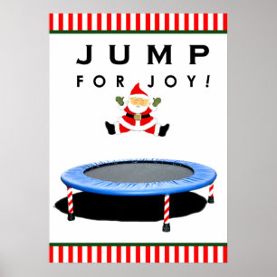 Póster Papá Noel saltando en trampolín