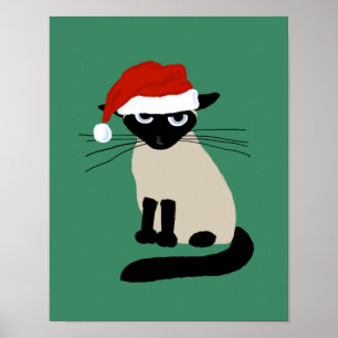Póster Papá Noel Siamés - Funny Navidades