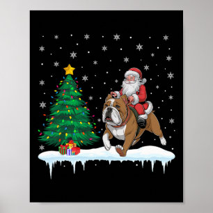 Póster Papá Noel viajando en Bulldog americano Chicas Chr