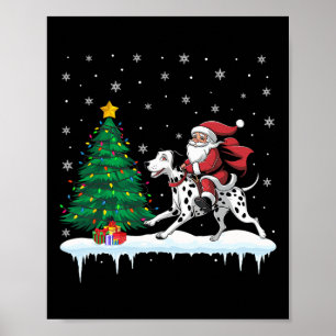 Póster Papá Noel viajando niños Chicas de perro de Dalmac