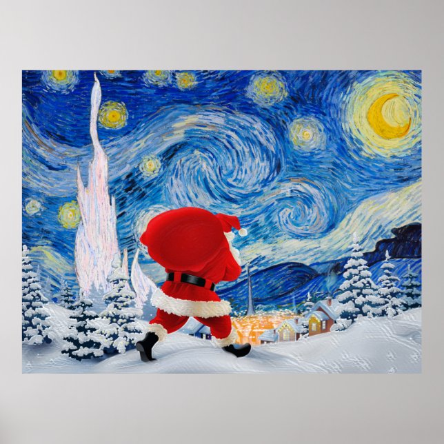 Póster Papá Noel viene con la postal (Frente)