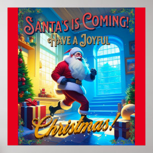 Póster ¡Papá Noel viene de la chimenea!