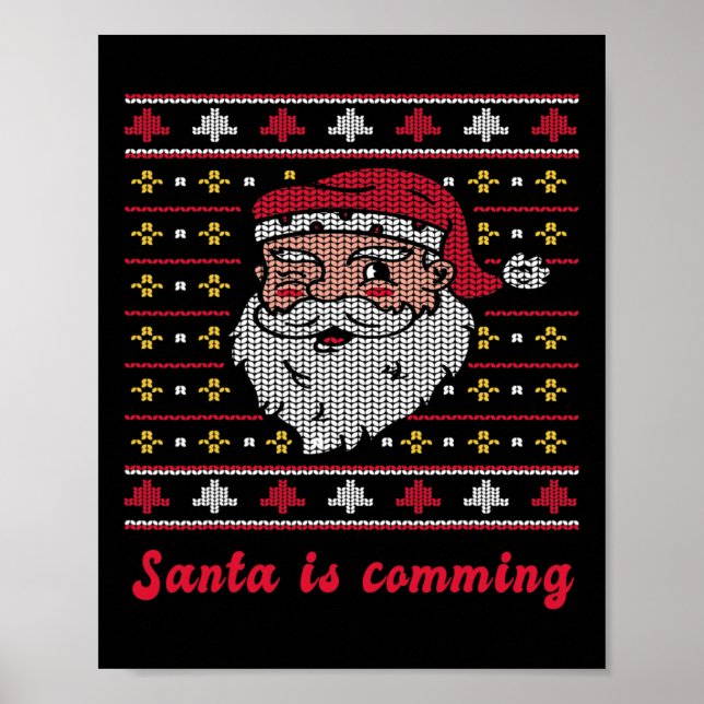 Póster Papá Noel viene Navidades navideños (Frente)