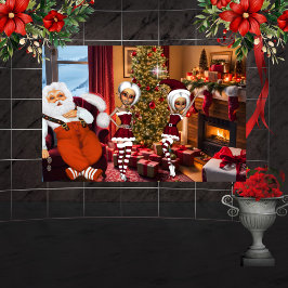 Póster Papá Noel y los elfos después del trabajo