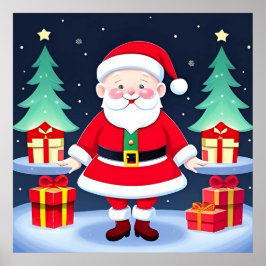 Póster Papá Noel y regalos