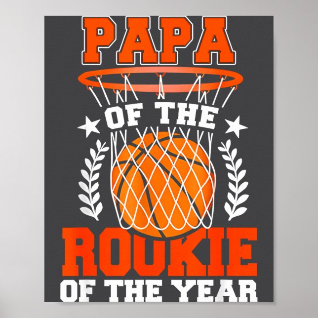 Póster Papa Of Rookie 1st Basketball Bday Theme Matching  (Frente)
