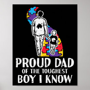 Póster Papá orgulloso niño más duro autismo conciencia de
