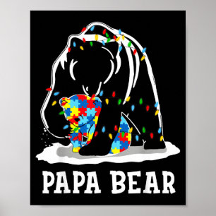 Póster Papa Oso Divertido Conciencia del Autismo Autismo 