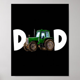 Póster Papá Padre del niño del tractor granjero cumpleañe