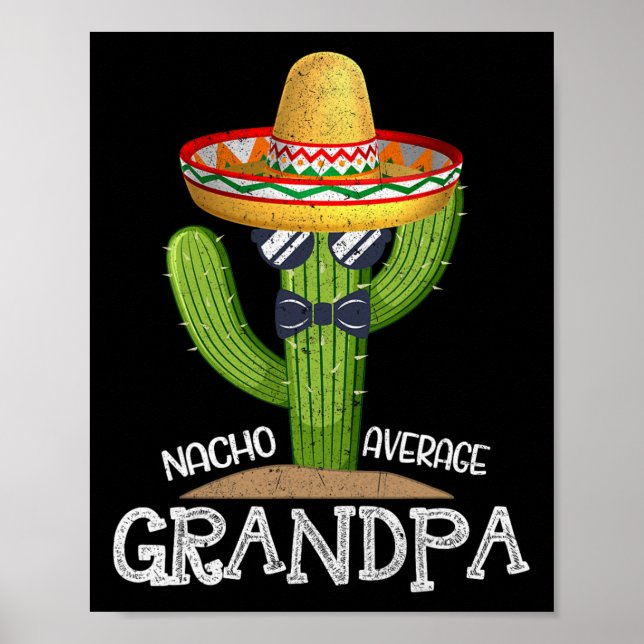 Póster Papá Papa Padres Día Nacho Promedio Abuelo Cinco D (Frente)