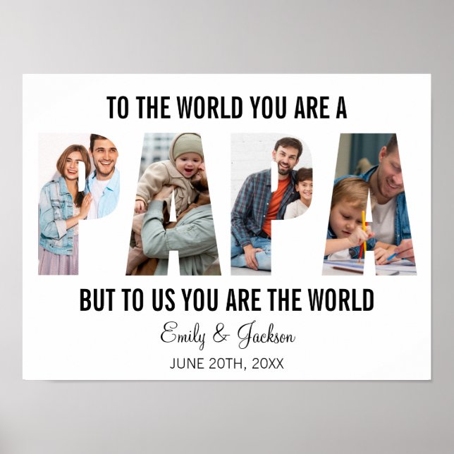 Póster Papá papá presente al Collage de fotos de papá (Frente)