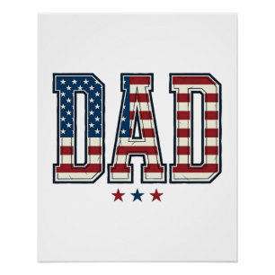 Póster Papá Patriótico Bandera Americana Diseño Vector Vi