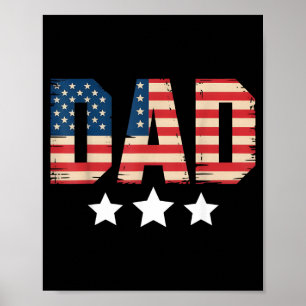 Póster Papá Patriótico Día del Padre Bandera Americana 4