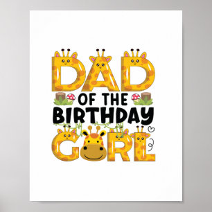 Póster Papá Primer Chica de cumpleaños Giraffe Fiesta tem