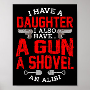 Póster Papá protector cita a Chicas de hijas Shovel Gun A