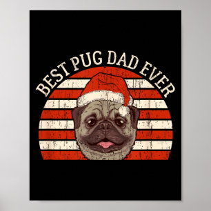 Póster Papá Pug Perro Vintage Retro Navidad Hombres Siemp