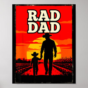 Póster Papá radical padre e hijo agricultor western atard