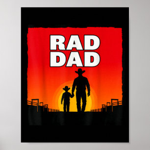 Póster Papá radical padre e hijo rodeo oeste atardecer 