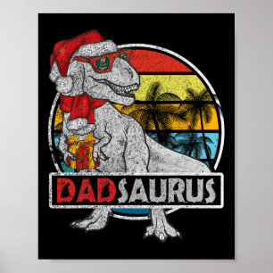 Póster Papá Saurus T Rex Dinosaur Family Matando Navidad