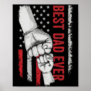 Póster Papá siempre puño en alto con bandera americana pa