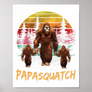 Póster Papa Squatch Retro Bigfoot Dad Sasquatch Yeti Fath
