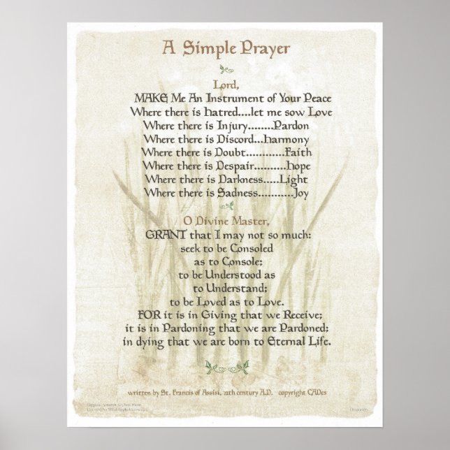 PÓSTER PAPA=ST. FRANCISCO SIMPLE ORACIÓN POR LA PAZ (Frente)