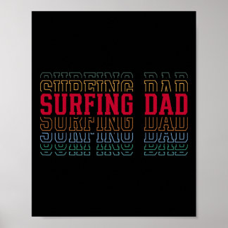 Póster Papá surfista texto divertido en capas padre entre