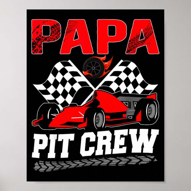 Póster Papa T Crew Racing Family Race Car Birthday Boy  (Frente)