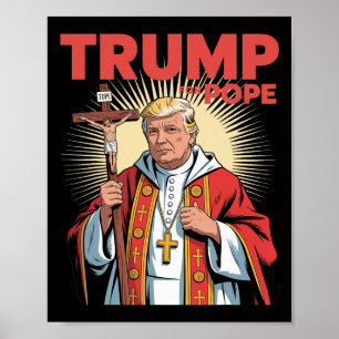 Póster Papa Trump Divertido Trump Vaticano Cristiano Retr