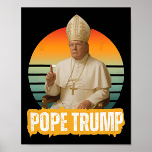 Póster Papa Trump Divertido Trump Vaticano Cristiano Retr