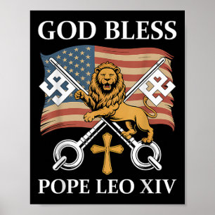 Póster Papa Vaticano Leo Xiv - Dios bendiga al Papa León
