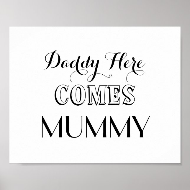 Póster Papá viene, mamá Rótulo Boda (Frente)