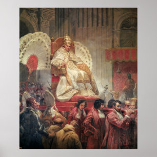 Póster Papa VIII en St. Peter's en la Gestatoria de Sedia