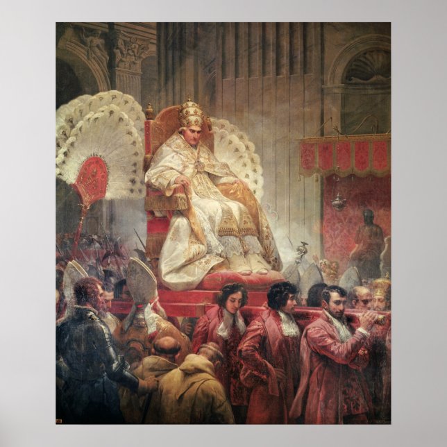 Póster Papa VIII en St. Peter's en la Gestatoria de Sedia (Frente)