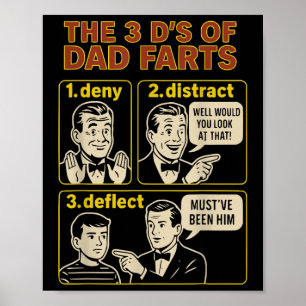 Póster Papá Vintage Fart Fathers Day Divertido Humor de P