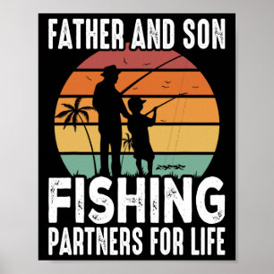 Póster Papá Vintage y Hijo Compañeros de Pesca para Toda