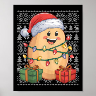 Póster Papa Xmas Sweater Style Ugly Santa Hat Potato Ch