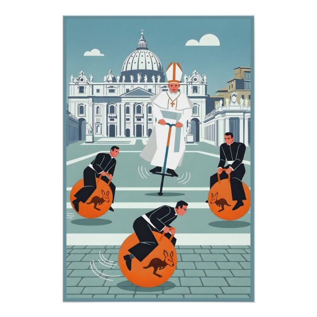 Póster Papa y sacerdotes divertidos (Anverso)