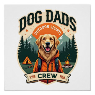 Póster Papás Perros Vintage Tripulación Deportes al Aire