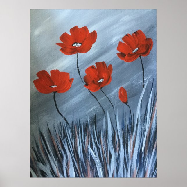 Póster Papas rojas de fondo gris (Frente)