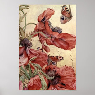 Póster Papas y mariposas vintage